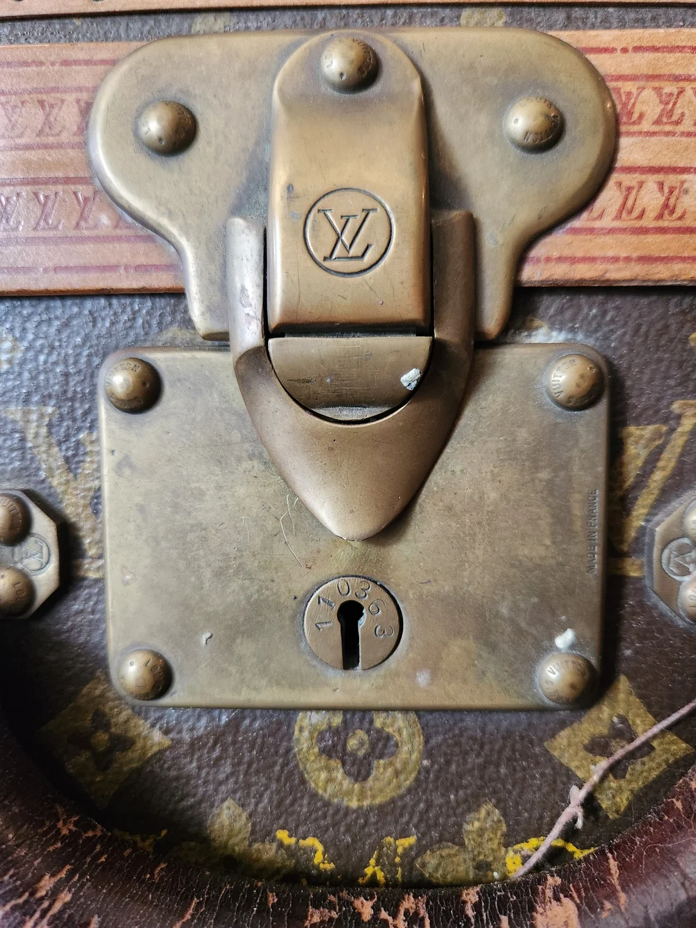 Louis Vuitton Brown Monogram Travel Trunk Panel with Gold Motif
